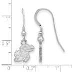 Sterling Silver Rhodium-plated LogoArt University of Kansas Jayhawk Extra Small Dangle Wire Earrings