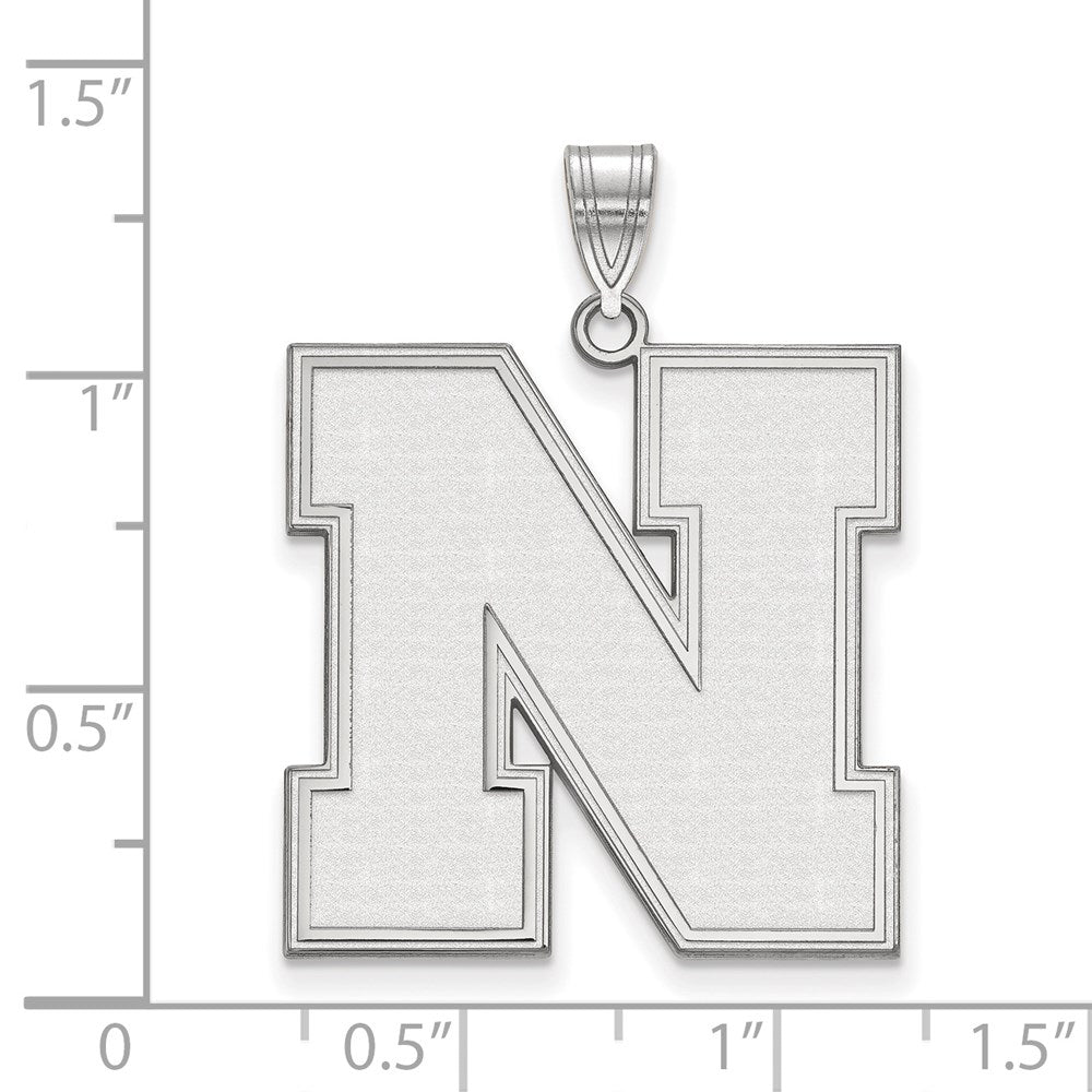 10k White Gold LogoArt University of Nebraska Letter N Extra Large Pendant