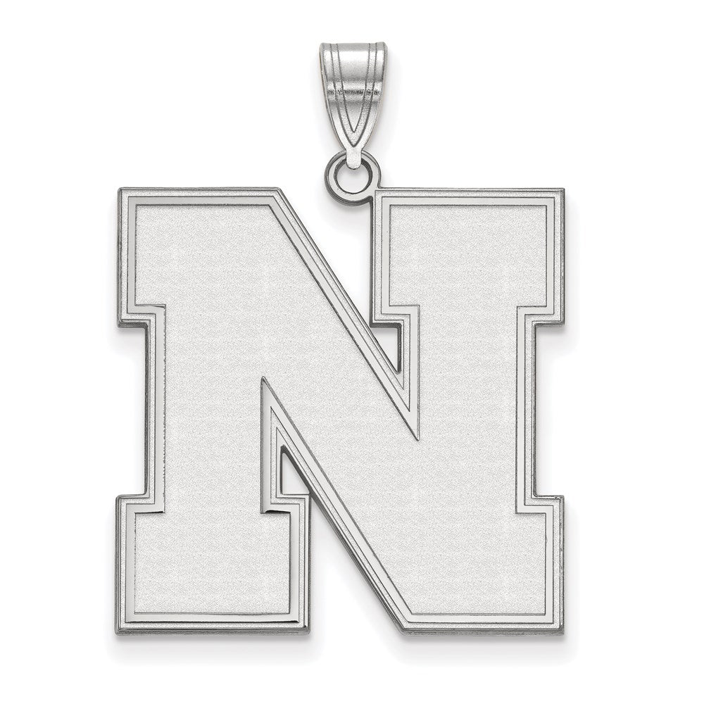 Sterling Silver Rhodium-plated LogoArt University of Nebraska Letter N Extra Large Pendant