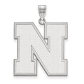 14k White Gold LogoArt University of Nebraska Letter N Extra Large Pendant