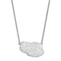 10k White Gold LogoArt Louisiana State University Tiger Eye Large Pendant 18 inch Necklace