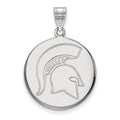 10k White Gold LogoArt Michigan State University Spartan Large Disc Pendant