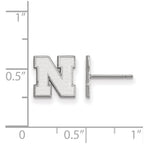 Sterling Silver Rhodium-plated LogoArt University of Nebraska Letter N Extra Small Post Earrings