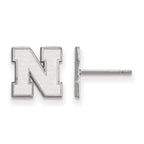 Sterling Silver Rhodium-plated LogoArt University of Nebraska Letter N Extra Small Post Earrings