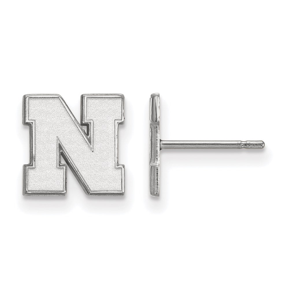 Sterling Silver Rhodium-plated LogoArt University of Nebraska Letter N Extra Small Post Earrings