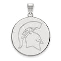 Sterling Silver Rhodium-plated LogoArt Michigan State University Spartan Extra Large Disc Pendant