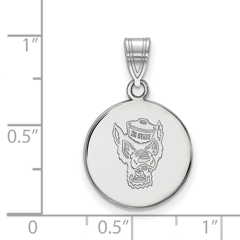 Sterling Silver Rhodium-plated LogoArt North Carolina State University Wolf Medium Disc Pendant