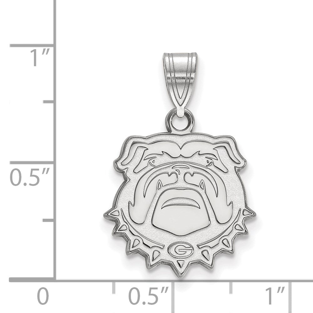 Sterling Silver Rhodium-plated LogoArt University of Georgia Bulldog Medium Pendant