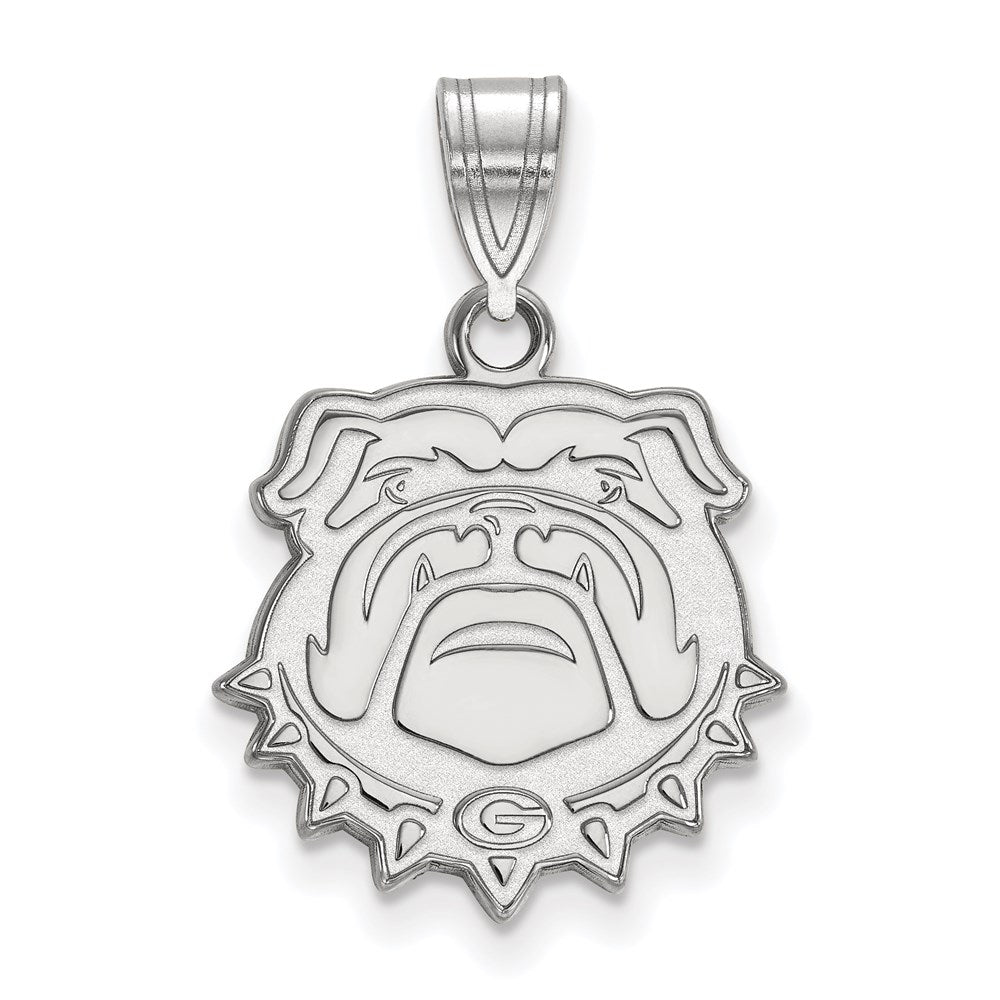 Sterling Silver Rhodium-plated LogoArt University of Georgia Bulldog Medium Pendant