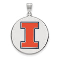 Sterling Silver Rhodium-plated LogoArt University of Illinois Letter I Extra Large Enameled Pendant