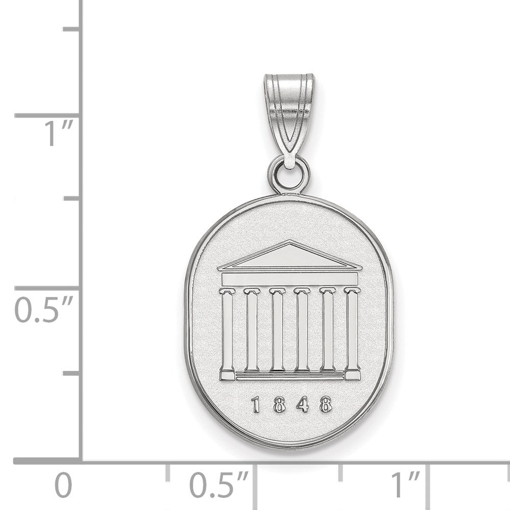 Sterling Silver Rhodium-plated LogoArt University of Mississippi 1848 Large Crest Pendant