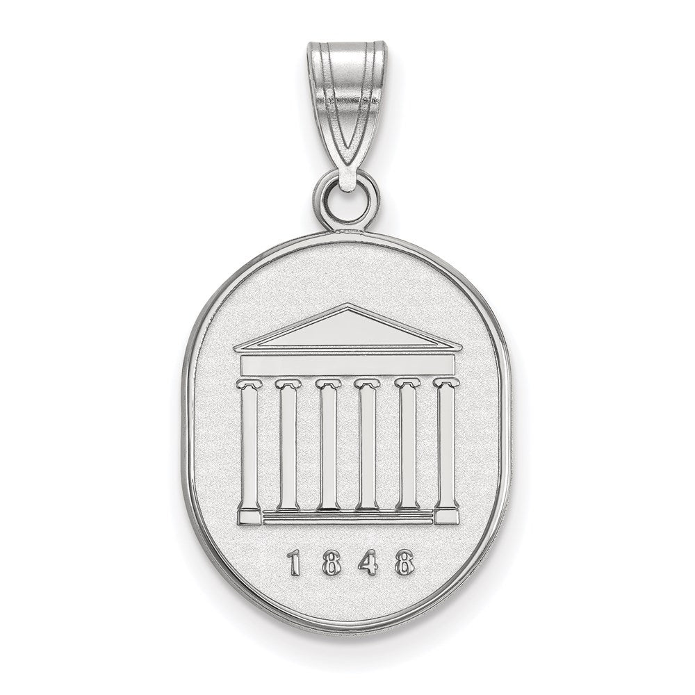 Sterling Silver Rhodium-plated LogoArt University of Mississippi 1848 Large Crest Pendant