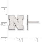 10k White Gold LogoArt University of Nebraska Letter N Small Post Earrings