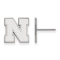 10k White Gold LogoArt University of Nebraska Letter N Small Post Earrings