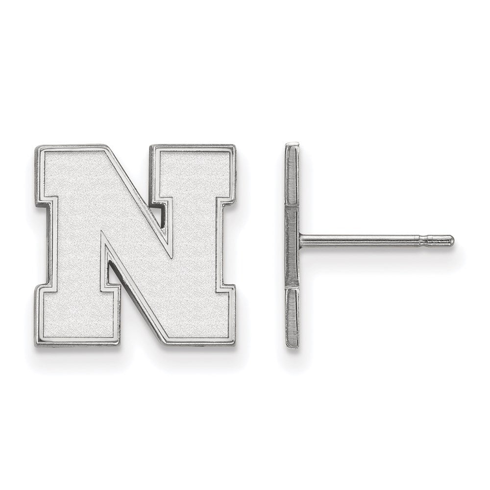 Sterling Silver Rhodium-plated LogoArt University of Nebraska Letter N Small Post Earrings