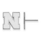 Sterling Silver Rhodium-plated LogoArt University of Nebraska Letter N Small Post Earrings