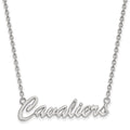 Sterling Silver Rhodium-plated LogoArt University of Virginia Cavaliers Script Medium Pendant 18 inch Necklace