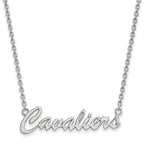 Sterling Silver Rhodium-plated LogoArt University of Virginia Cavaliers Script Medium Pendant 18 inch Necklace