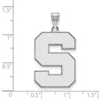 Sterling Silver Rhodium-plated LogoArt Michigan State University Letter S Extra Large Enameled Pendant