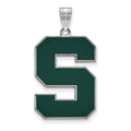 Sterling Silver Rhodium-plated LogoArt Michigan State University Letter S Extra Large Enameled Pendant