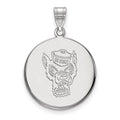 Sterling Silver Rhodium-plated LogoArt North Carolina State University Wolf Large Disc Pendant