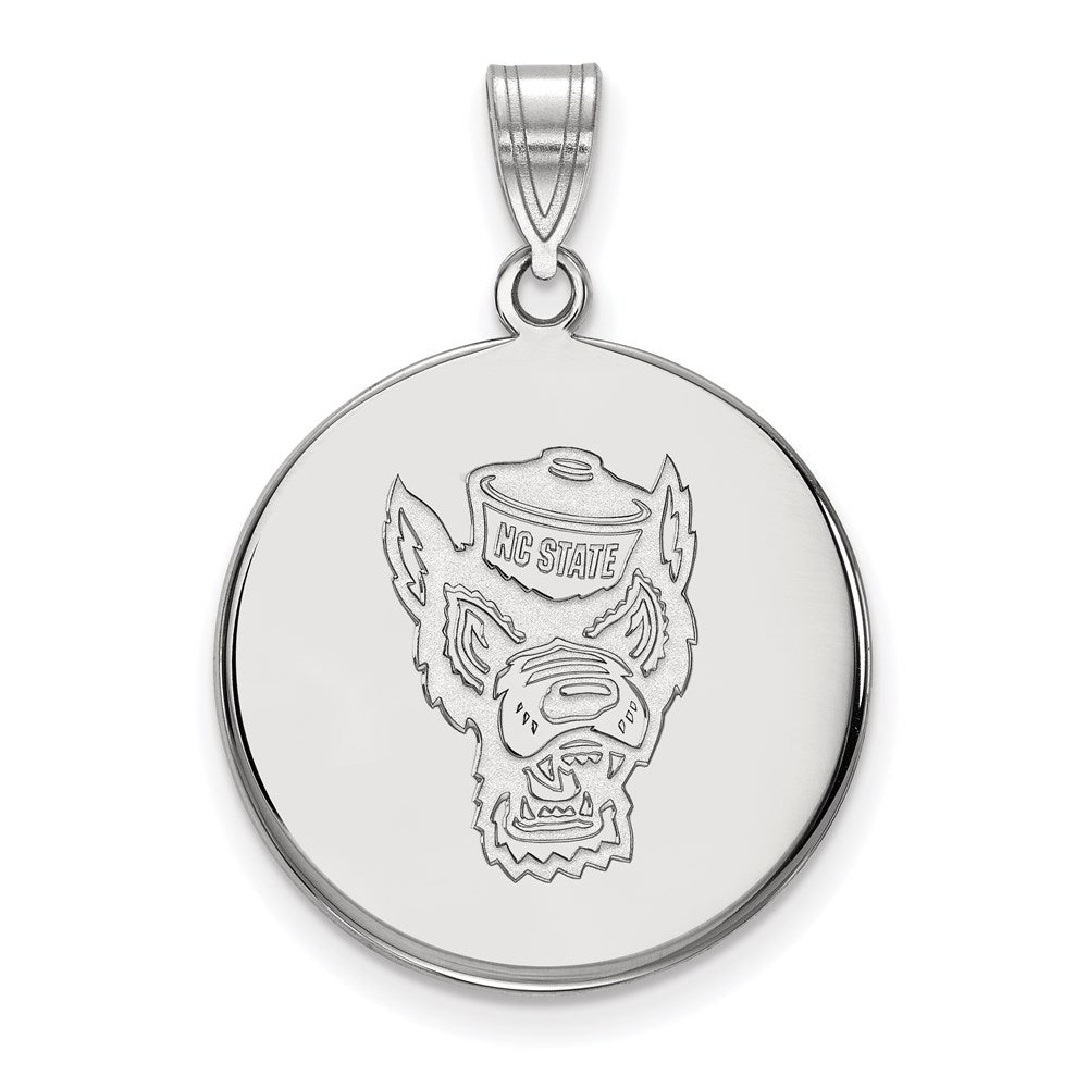 10k White Gold LogoArt North Carolina State University Wolf Large Disc Pendant