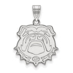 Sterling Silver Rhodium-plated LogoArt University of Georgia Bulldog Large Pendant