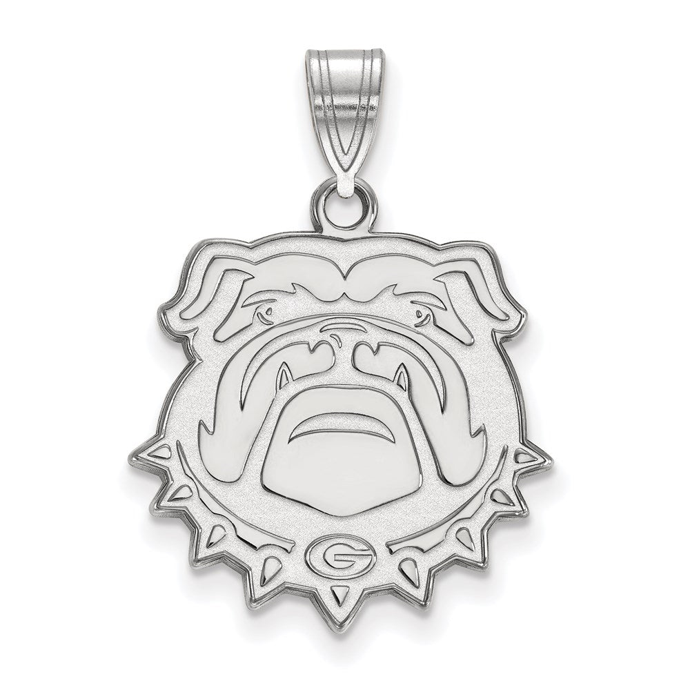 14k White Gold LogoArt University of Georgia Bulldog Large Pendant