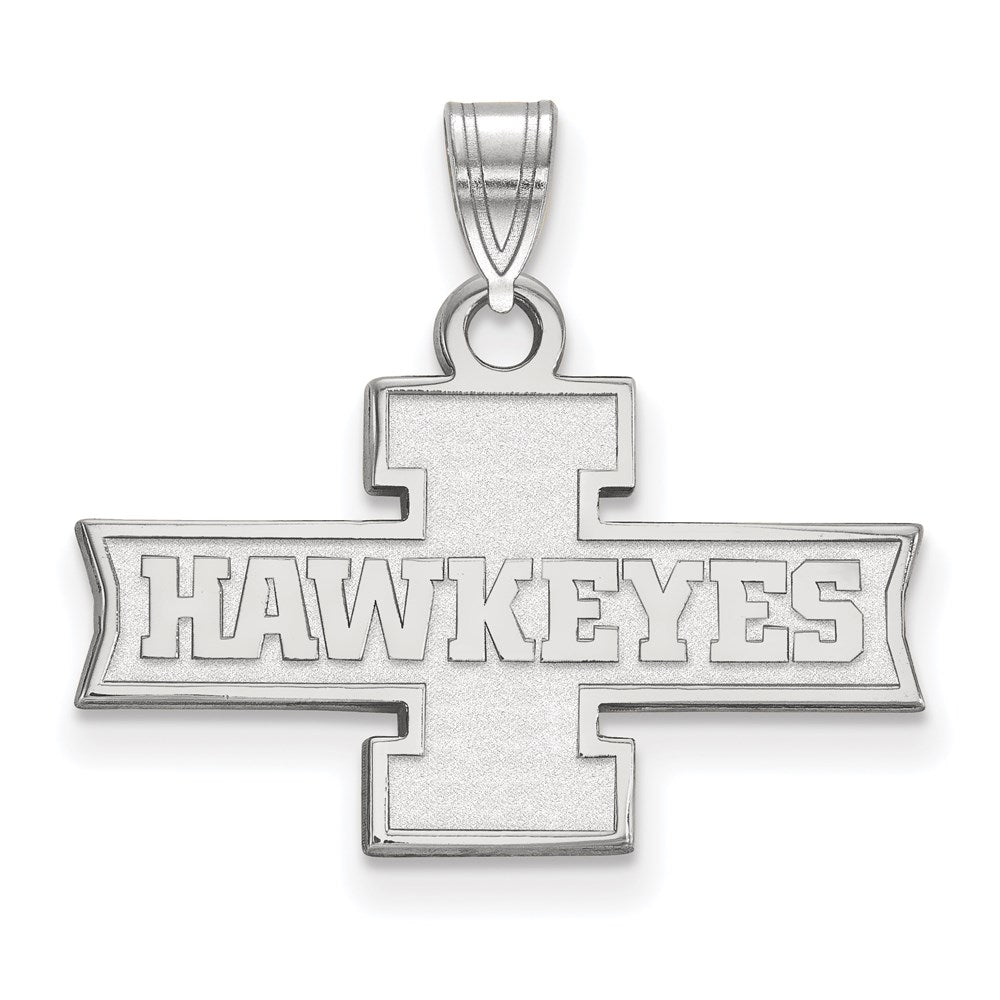 Sterling Silver Rhodium-plated LogoArt University of Iowa Hawkeyes Small Pendant