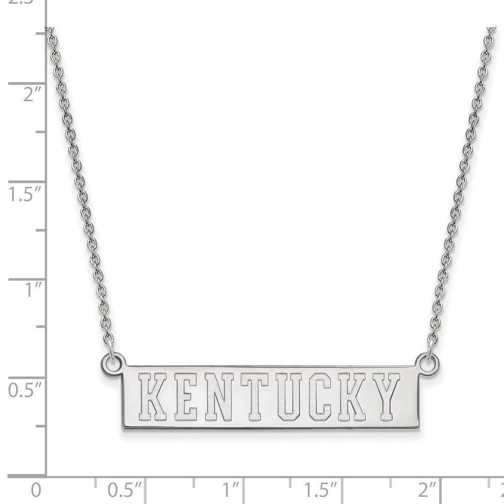 14k White Gold LogoArt University of Kentucky Small Bar Pendant 18 inch Necklace