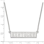 10k White Gold LogoArt University of Kentucky Small Bar Pendant 18 inch Necklace