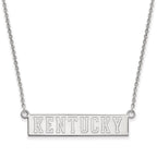 14k White Gold LogoArt University of Kentucky Small Bar Pendant 18 inch Necklace