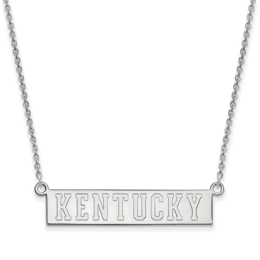Sterling Silver Rhodium-plated LogoArt University of Kentucky Small Bar Pendant 18 inch Necklace