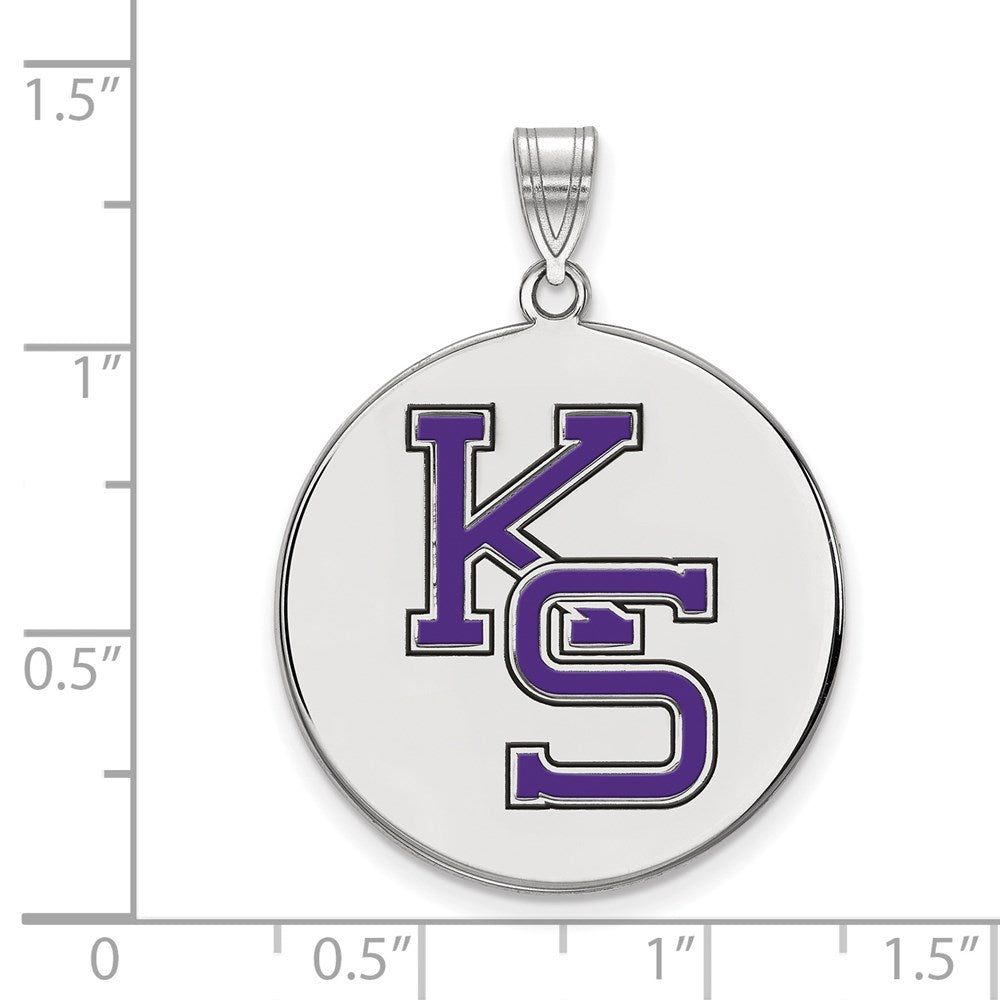 Sterling Silver Rhodium-plated LogoArt Kansas State University K-S Extra Large Enameled Disc Pendant