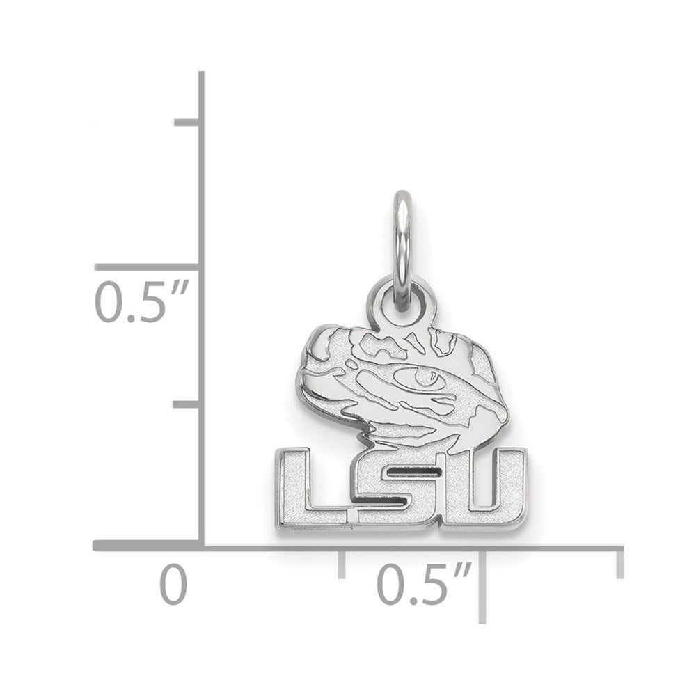 14k White Gold LogoArt Louisiana State University L-S-U Tiger Eye Extra Small Pendant