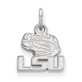 Sterling Silver Rhodium-plated LogoArt Louisiana State University L-S-U Tiger Eye Extra Small Pendant
