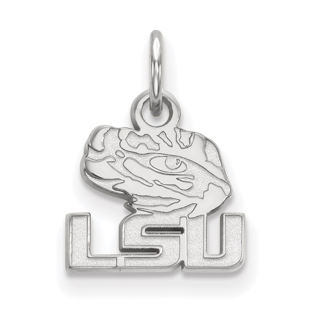 10k White Gold LogoArt Louisiana State University L-S-U Tiger Eye Extra Small Pendant