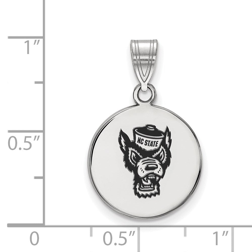 Sterling Silver Rhodium-plated LogoArt North Carolina State University Wolf Medium Enameled Disc Pendant