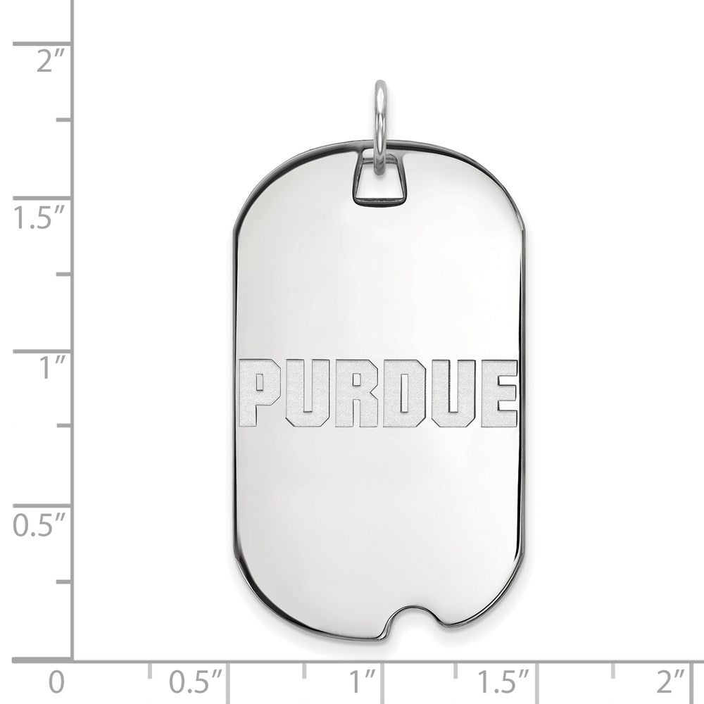 10k White Gold LogoArt Purdue University Block Type Large Dog Tag Pendant