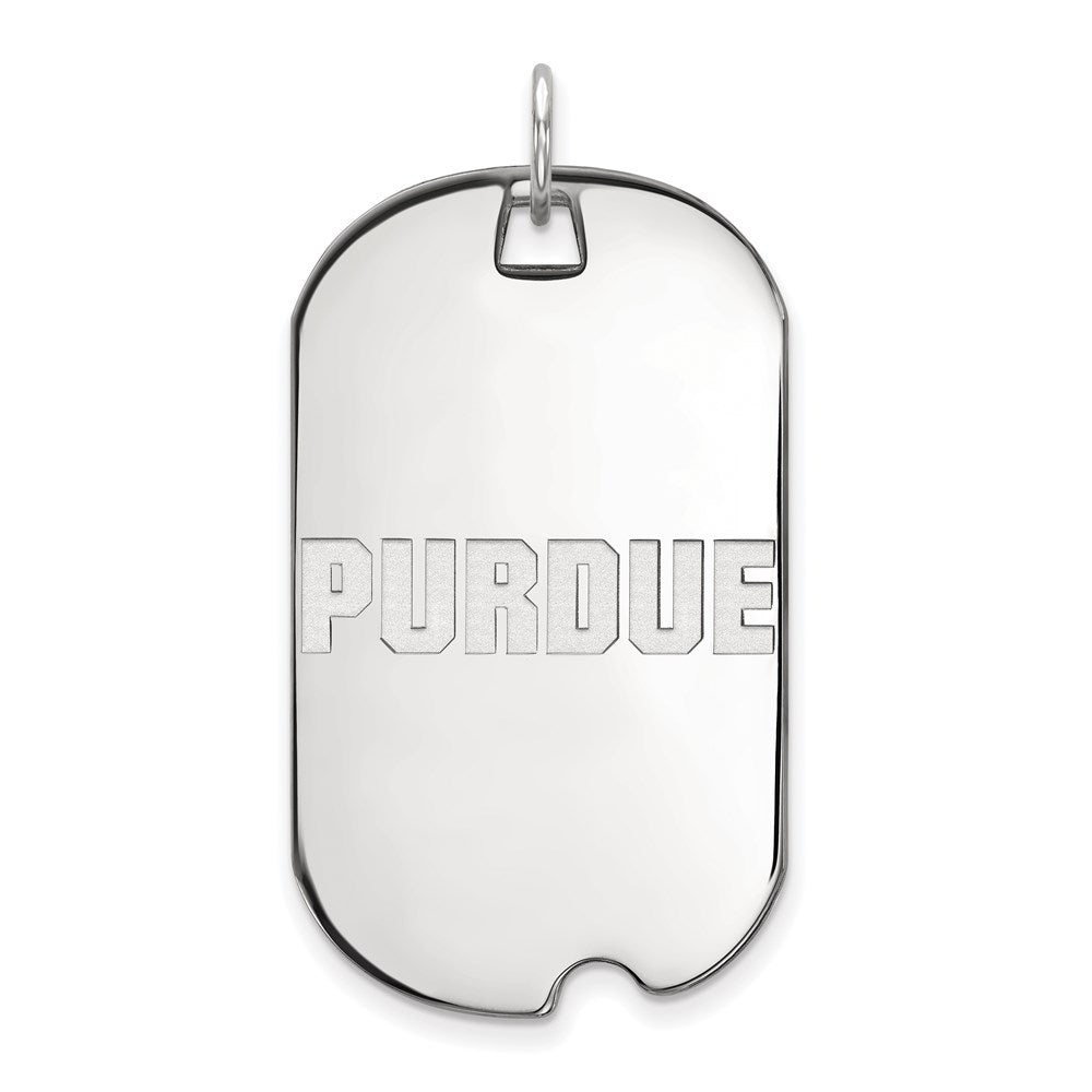 10k White Gold LogoArt Purdue University Block Type Large Dog Tag Pendant