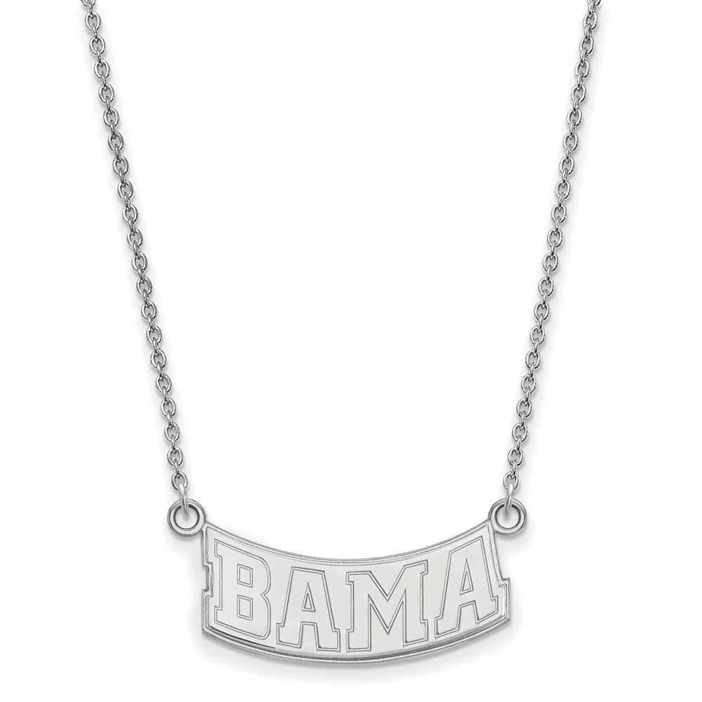 10k White Gold LogoArt University of Alabama Small Pendant 18 inch Necklace
