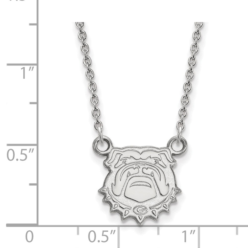 14k White Gold LogoArt University of Georgia Bulldog Small Pendant 18 inch Necklace