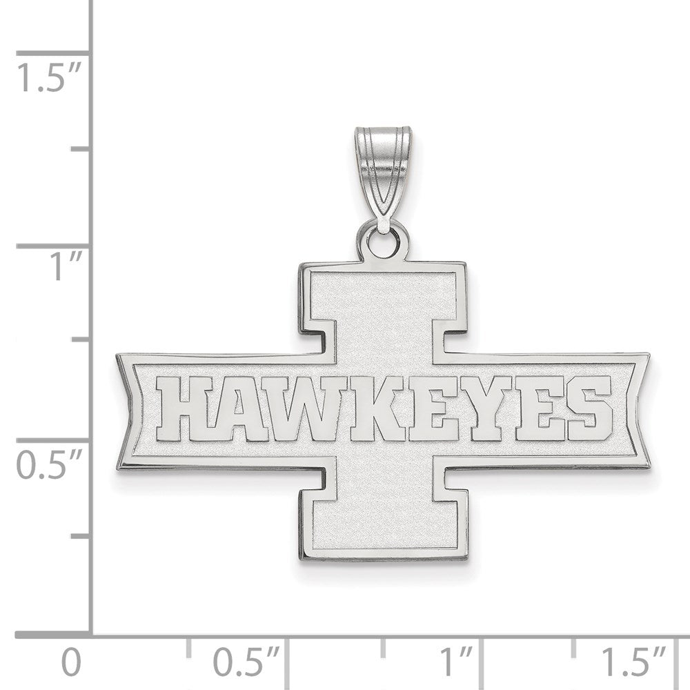 Sterling Silver Rhodium-plated LogoArt University of Iowa Hawkeyes Medium Pendant