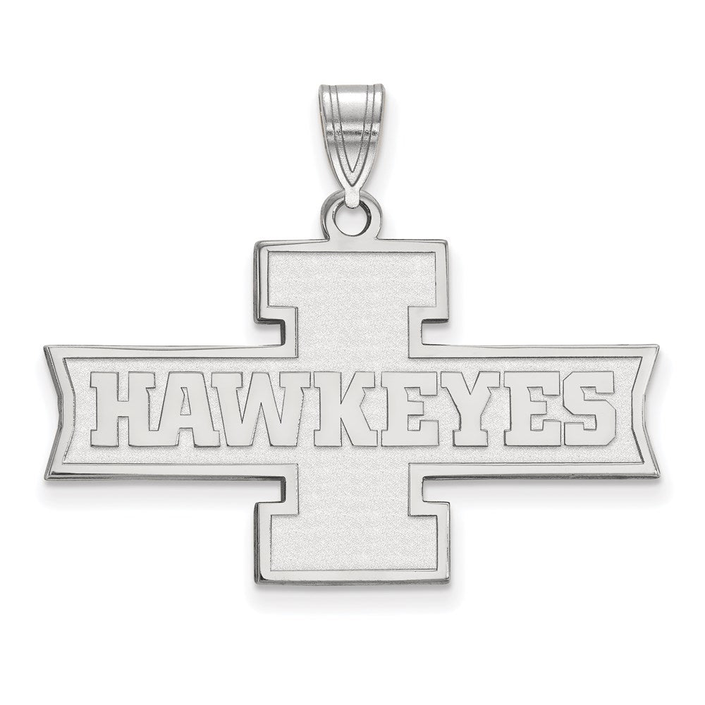 Sterling Silver Rhodium-plated LogoArt University of Iowa Hawkeyes Medium Pendant