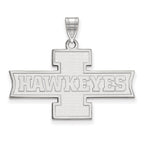 Sterling Silver Rhodium-plated LogoArt University of Iowa Hawkeyes Medium Pendant