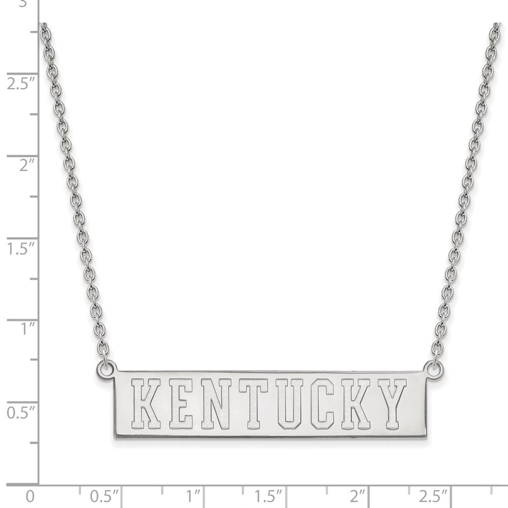 Sterling Silver Rhodium-plated LogoArt University of Kentucky Large Bar Pendant 18 inch Necklace