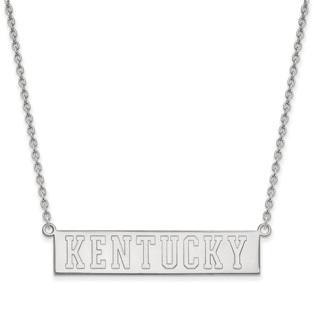 14k White Gold LogoArt University of Kentucky Large Bar Pendant 18 inch Necklace