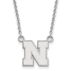 14k White Gold LogoArt University of Nebraska Letter N Small Pendant 18 inch Necklace