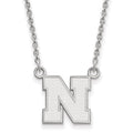 Sterling Silver Rhodium-plated LogoArt University of Nebraska Letter N Small Pendant 18 inch Necklace