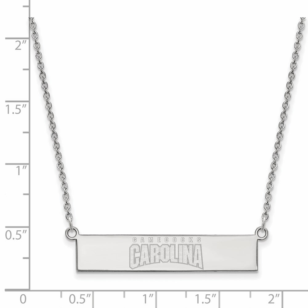 Sterling Silver Rhodium-plated LogoArt University of South Carolina Small Bar 18 inch Necklace